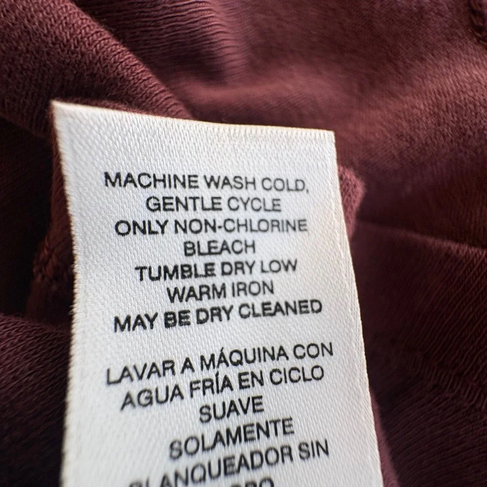 CHICOS Size 0/Womens S Plum Burgundy 100% Cotton Long Sleeve Crew Neck T-Shirt